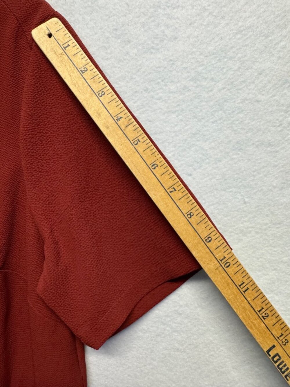 Downeast Womens Red Textured Short Sleeve Shift Dress With V-Neck & Pocket LARGE - Picture 7 of 10